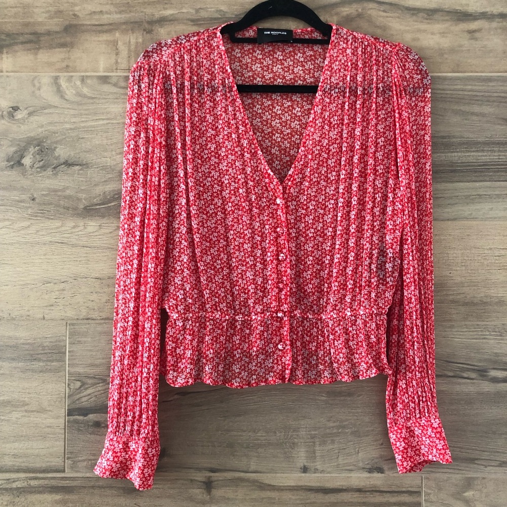 The Kooples Red Floral Blouse Size 3